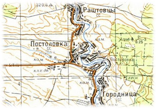Топографічна карта села Постолівка