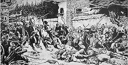 Напад кримських татар на скит у 1676 р.
Хужожник І. Деркач